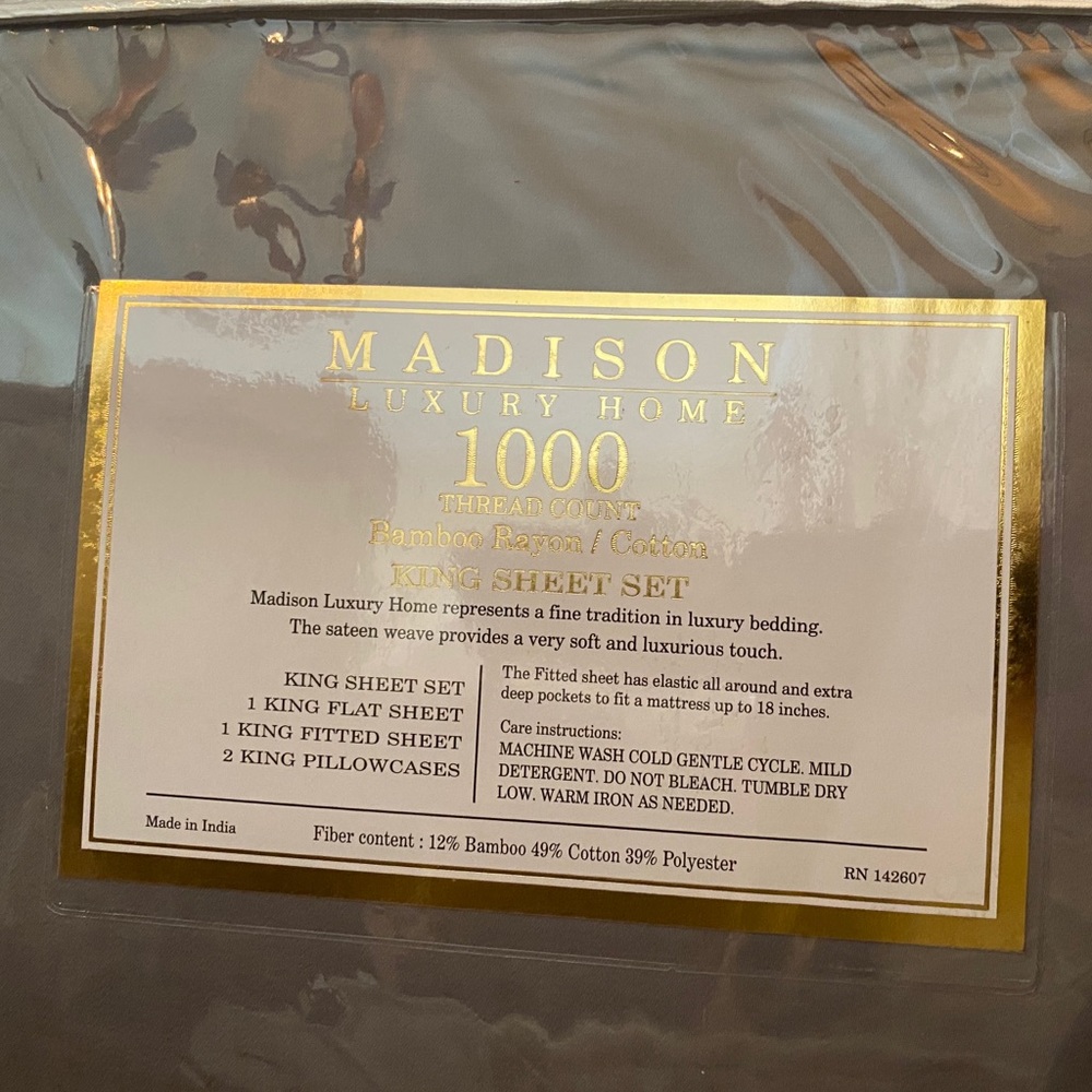 Madison Luxury Home 1000 thread count king sheets